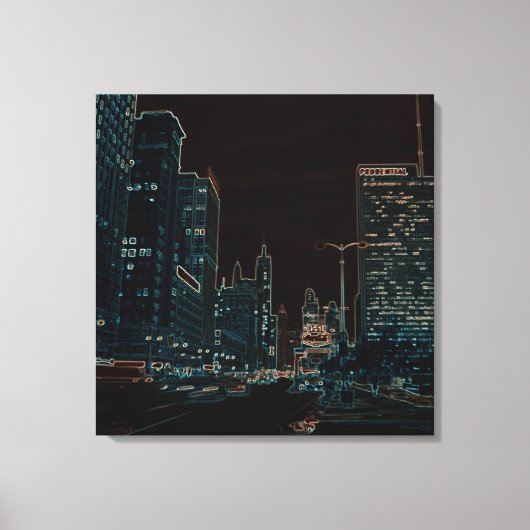 シカゴミシガンアベニュー@ナイト1967ネオンカラフル キャンバスプリント (正面)