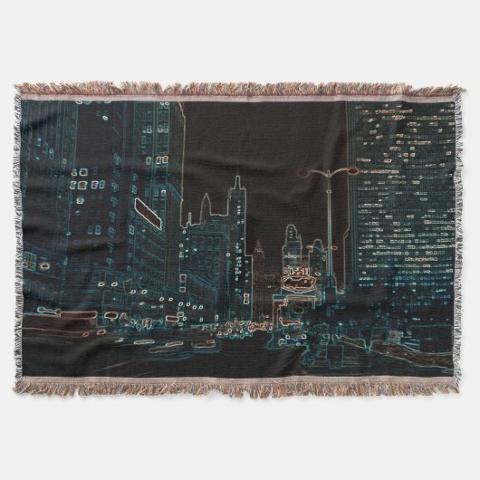 シカゴミシガンアベニュー@ナイト1967ネオンカラフル スローブランケット (正面)