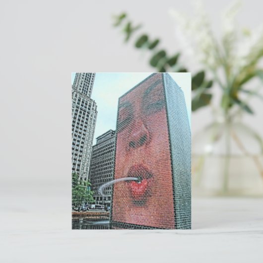 シカゴミレニアムパークイリノイ顔 ポストカード (スタンド正面)