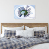 シカゴユニークイリノイ市スカイライン旅行写真 キャンバスプリント (インサイチュ (寝室))