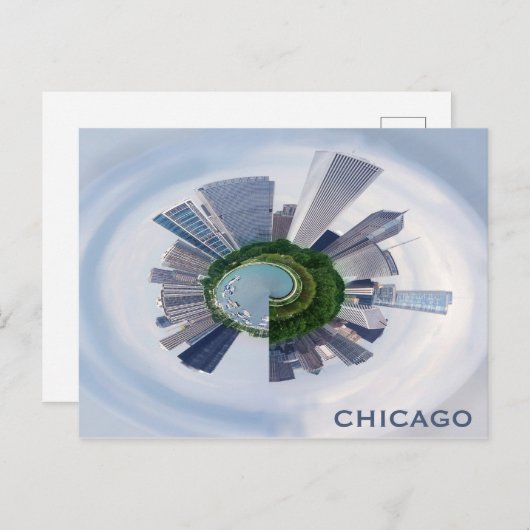 シカゴユニークイリノイ市スカイライン旅行写真 ポストカード (正面/裏面)