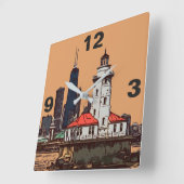 シカゴライトハウス スクエア壁時計 (傾斜)