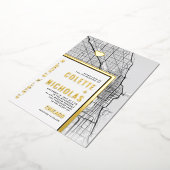 シカゴラブロケーター |シティテーマ結婚の 箔招待状 (回転した状態)