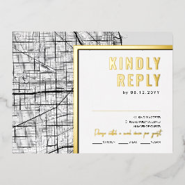 シカゴラブロケーター | RSVP返信 箔招待状ポストカード