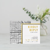 シカゴラブロケーター | RSVP返信 箔招待状ポストカード (立ち正面)