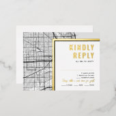 シカゴラブロケーター | RSVP返信 箔招待状ポストカード (正面/裏面)
