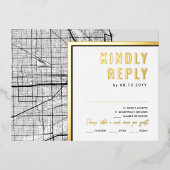 シカゴラブロケーター | RSVP返信 箔招待状ポストカード (正面)