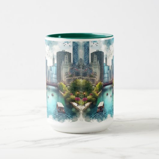 シカゴリバーウォークウォーターカラーアイアートマグ マグカップ (中央)