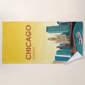 シカゴリバースカイラインヴィンテージトラベル ビーチタオル (正面)