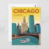 シカゴリバースカイラインヴィンテージトラベル ポストカード (正面/裏面)