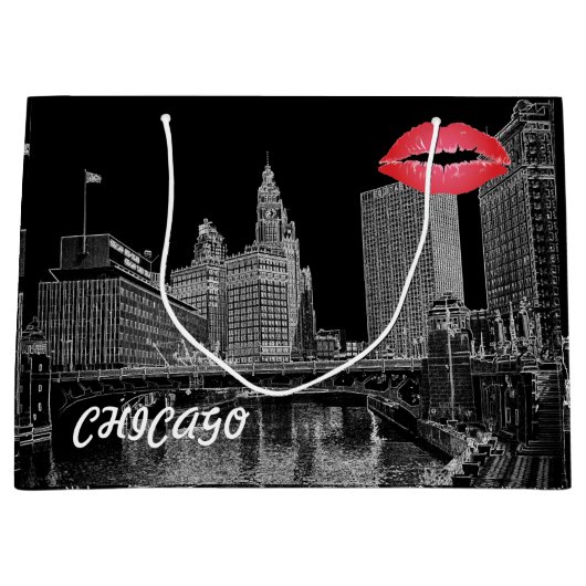 シカゴリバー1967リグリー建物サンタイムズビル ラージペーパーバッグ (正面)