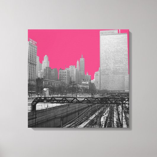 シカゴレールヤードループ鉄道1960の写真 キャンバスプリント (正面)