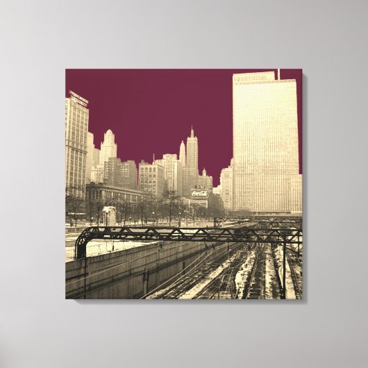 シカゴレールヤード鉄道ダウンタウン1960年のPhO キャンバスプリント (正面)