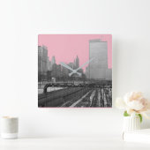 シカゴレールヤード1960年代のダウンタウン鉄道写真 スクエア壁時計 (ホーム)