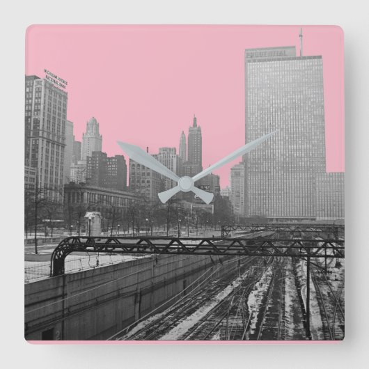 シカゴレールヤードMichigan Avenue 1960の写真 スクエア壁時計 (正面)