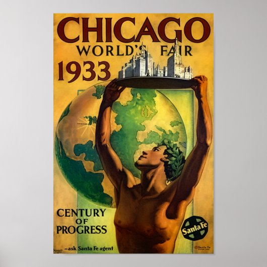 シカゴワールドズフェア1933ヴィンテージ ポスター (正面)
