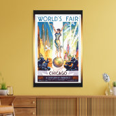 シカゴワールドズフェア1933 -ヴィンテージレトロアールデコ キャンバスプリント (インサイチュ (リビング))