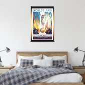 シカゴワールドズフェア1933 -ヴィンテージレトロアールデコ キャンバスプリント (インサイチュ (寝室))