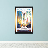 シカゴワールドズフェア1933 -ヴィンテージレトロアールデコ キャンバスプリント (インサイチュ (ウッドフロア))