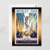 シカゴワールドズフェア1933 -ヴィンテージレトロアールデコ ポストカード (正面/裏面)