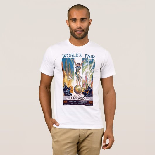 シカゴワールドズフェア1933 -ヴィンテージレトロアールデコ Tシャツ (正面フル)