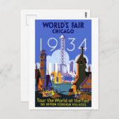 シカゴワールドフェア1934ヴィンテージ旅行はがき ポストカード (正面/裏面)