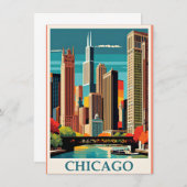 シカゴヴィンテージイラストレーション ノートカード (正面/裏面)