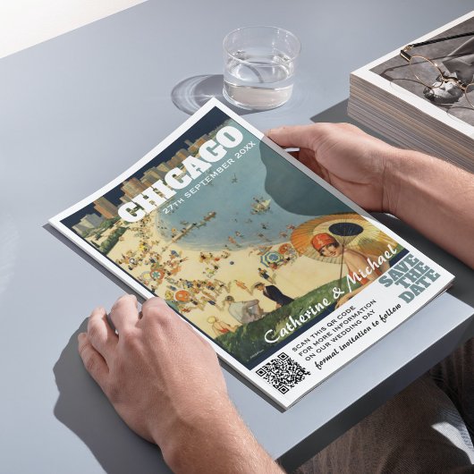 シカゴヴィンテージウェディングトラベルQRコード セーブザデート