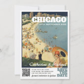 シカゴヴィンテージウェディングトラベルQRコード セーブザデート (正面)