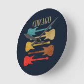 シカゴヴィンテージギターズコンサートフェスティバルお土産 ラウンド壁時計 (傾斜)