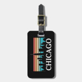シカゴヴィンテージレトロサンセットスカイライン ラゲッジタグ (正面縦)