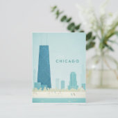 シカゴヴィンテージ旅行ポスター – アートポストカード ポストカード (スタンド正面)