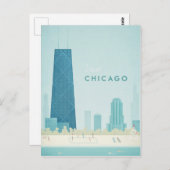 シカゴヴィンテージ旅行ポスター – アートポストカード ポストカード (正面/裏面)