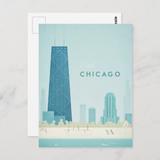 シカゴヴィンテージ旅行ポスター – アートポストカード ポストカード (正面/裏面)