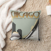 シカゴヴィンテージ旅行ポスター クッション (ブランケット)