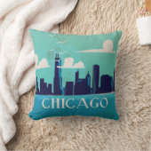 シカゴヴィンテージ旅行ポスター クッション (ブランケット)