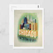 シカゴヴィンテージ旅行ポスター ポストカード (正面/裏面)