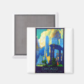シカゴヴィンテージ旅行ポスター マグネット (正面/裏面)