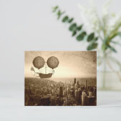 シカゴ上空を飛行する飛行船 ポストカード (スタンド正面)