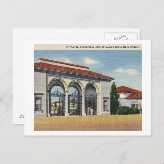 シカゴ動物園ブルックフィールドヴィンテージ ポストカード (正面/裏面)