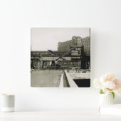 シカゴ商品マートトロリートレインウォーター色 スクエア壁時計 (ホーム)