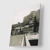 シカゴ商品マートトロリートレインウォーター色 スクエア壁時計 (傾斜)