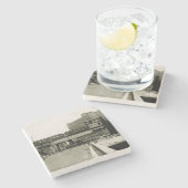 シカゴ商品マートトロリートレインウォーター色 ストーンコースター (横)