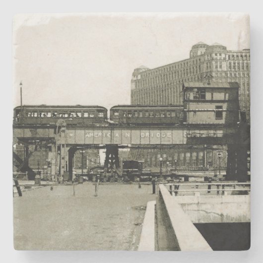 シカゴ商品マートトロリートレインウォーター色 ストーンコースター (正面)