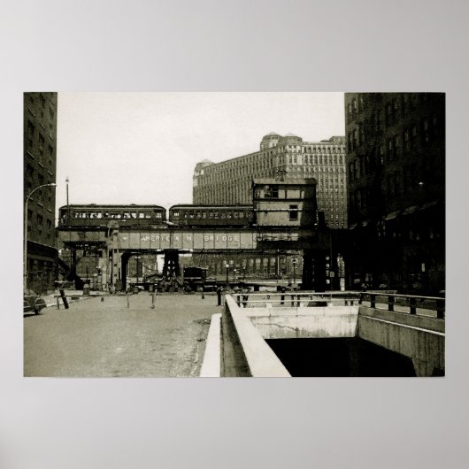 シカゴ商品マートトロリートレインウォーター色 ポスター (正面)