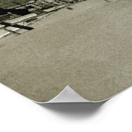 シカゴ商品マートトロリートレインウォーター色 ポスター (角)