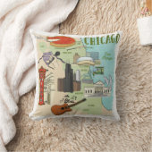 シカゴ図解入りの、写真付きの地図装飾用クッション クッション (ブランケット)