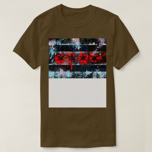 シカゴ国旗のグラフィティ絵を描スプレー Tシャツ (デザイン正面)