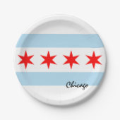 シカゴ国旗のプレート、パーティー、スポーツ、シカゴ ペーパープレート (正面)