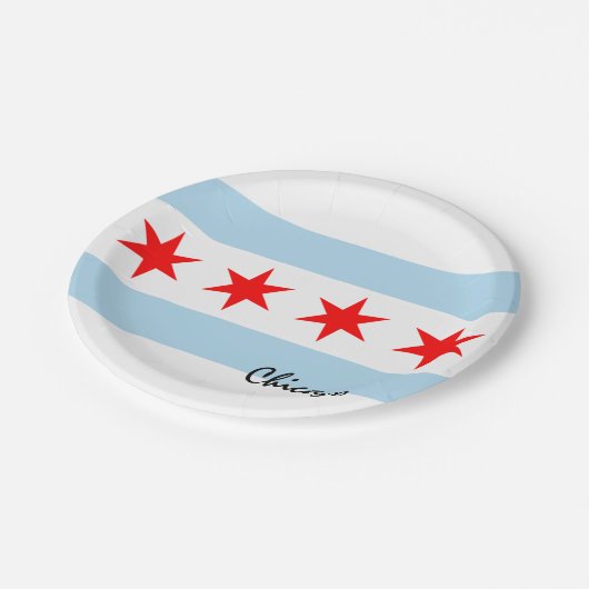 シカゴ国旗のプレート、パーティー、スポーツ、シカゴ ペーパープレート (アングル)